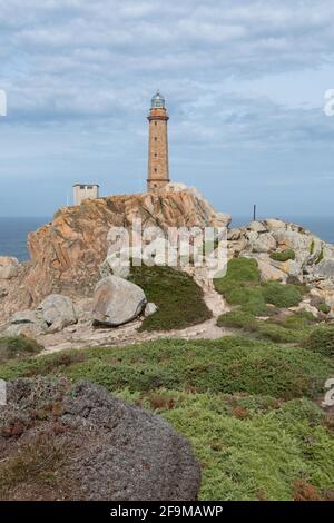 Phare de Cabo Vilan - Phare de Cape Vilan, partie de Lighthouse Way, Galice, Espagne Banque D'Images