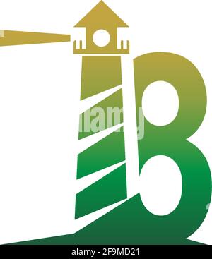 Numéro 8 avec logo phare modèle de conception vecteur Illustration de Vecteur