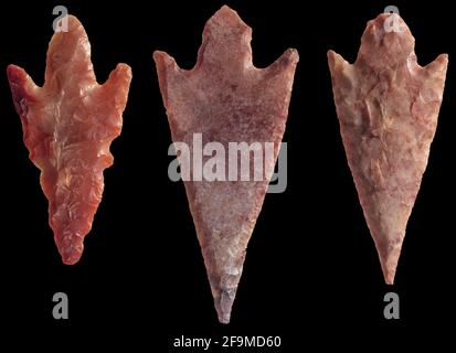 Flint Arrowhead points néolithiques, Sahara Desert Africa Banque D'Images