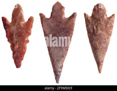 Flint Arrowhead points néolithiques, Sahara Desert Africa Banque D'Images