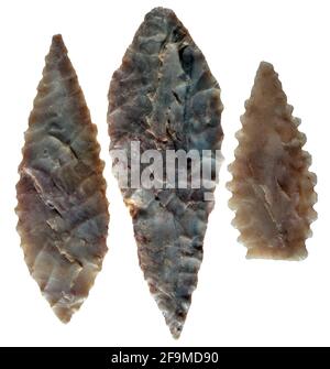 Flint Arrowhead points néolithiques, Sahara Desert Africa Banque D'Images