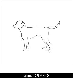 Dessin de ligne tatouage chien. Illustration du vecteur isolé. Dessin d'une seule ligne libre de chien. Dessin de contour de chien. Animaux de compagnie une ligne main dessin continu Illustration de Vecteur