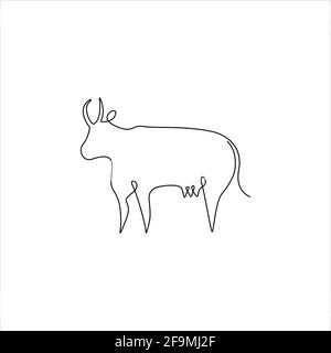 Icône minimaliste One Line Animals. Tatouage de ligne. Animaux de ferme dessin d'une seule ligne à la main impression d'art continu, illustration vectorielle. Chambre individuelle gratuite Illustration de Vecteur