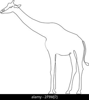 Icône Giraffe minimaliste One Line. Tatouage animal dessin de ligne. Giraffe dessin à la main d'une ligne impression d'art continu, illustration vectorielle. Lin simple libre Illustration de Vecteur