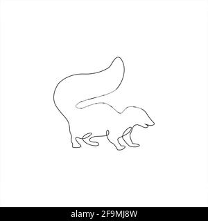 Icône de la gamme minimaliste One Line Skunk. Tatouage animaux dessin de ligne. Skunk dessin à une ligne de l'art continu, illustration vectorielle. Ligne simple gratuite drawi Illustration de Vecteur