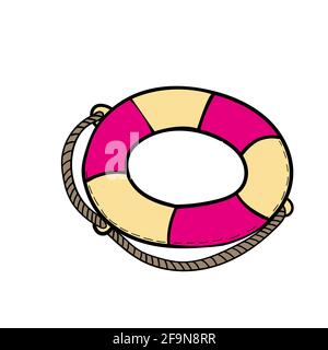 Vecteur couleur Doodle Lifebuoy icône Elment of Travel Illustration de Vecteur