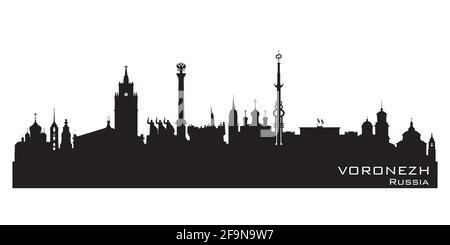 Voronezh Russie ville Skyline silhouette vectorielle détaillée Illustration de Vecteur