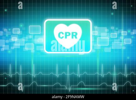 Panneau CPR sur écran virtuel - soins de santé et médical concept Banque D'Images