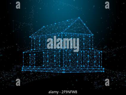 Résumé des points connectés sur fond bleu clair. Concept de technologie. Maison Banque D'Images