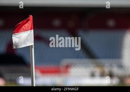 Gros plan sur le stade de football Corner Flag Banque D'Images