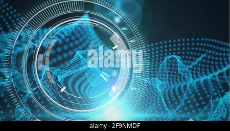 Composition du balayage de l'oscilloscope sur un maillage bleu brillant Banque D'Images