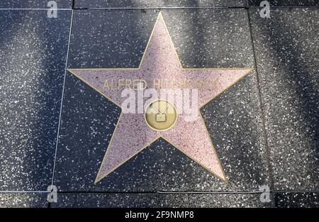 Hollywood, Californie, États-Unis 17 avril 2021 UNE vue générale de l'atmosphère du réalisateur Alfred Hitchcock Star sur le Hollywood Walk of Fame le 17 avril 2021 à Hollywood, Californie, États-Unis. Photo par Barry King/Alay stock photo Banque D'Images