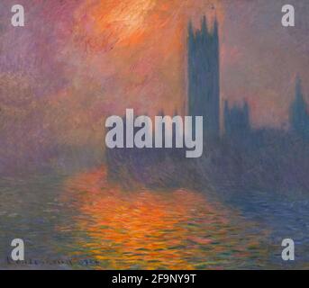 Chambres du Parlement, coucher de soleil, Claude Monet, 1904, Banque D'Images