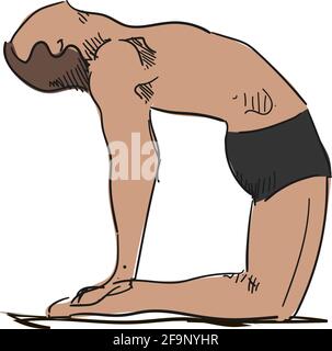 Vecteur homme yoga ustrasana ou chameau pose illustration Illustration de Vecteur