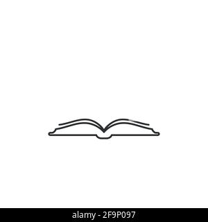 Livre noir épais ouvert avec pages incurvées. Isolé sur blanc. Icône de lecture à plat. Illustration vectorielle. Logo Education. Pictogramme de bibliothèque. Illustration de Vecteur