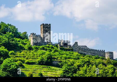 Les ruines du château de Hinterhaus. Spitz, Danube, vallée de Wachau - site classé au patrimoine mondial de l'UNESCO, Basse-Autriche Banque D'Images