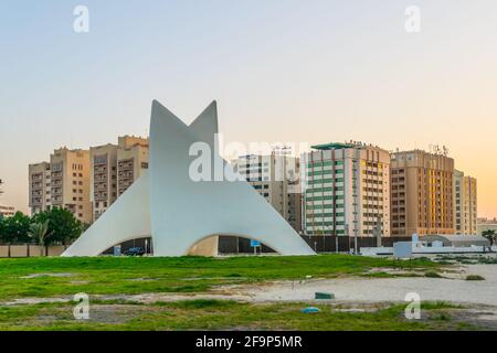 Vue sur le monument du marin à Manama, Bahreïn. Banque D'Images