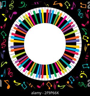 Affiche musicale avec piano abstrait coloré et notes musicales Illustration de Vecteur