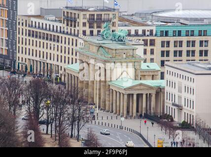 vue aérienne de brandenburger tor à berlin. Banque D'Images