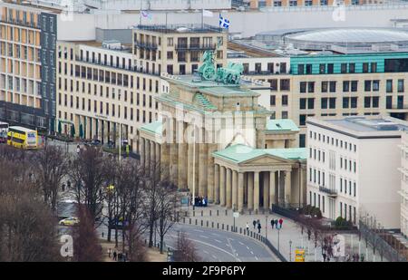 vue aérienne de brandenburger tor à berlin. Banque D'Images