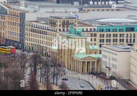 vue aérienne de brandenburger tor à berlin. Banque D'Images