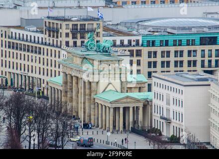 vue aérienne de brandenburger tor à berlin. Banque D'Images