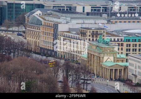 vue aérienne de brandenburger tor à berlin. Banque D'Images