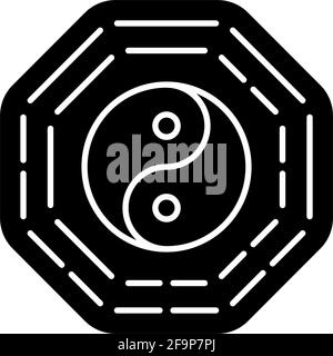 Icône de glyphe noir Bagua Illustration de Vecteur