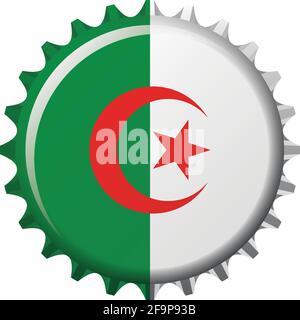 Drapeau national de l'Algérie sur un bouchon de bouteille. Illustration vectorielle Illustration de Vecteur