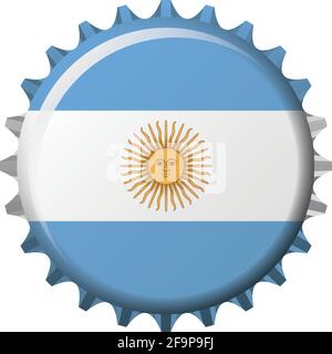 Drapeau national de l'Argentine sur un bouchon de bouteille. Illustration vectorielle Illustration de Vecteur