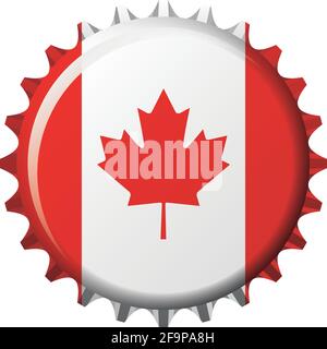 Drapeau national du Canada sur un bouchon de bouteille. Illustration vectorielle Illustration de Vecteur