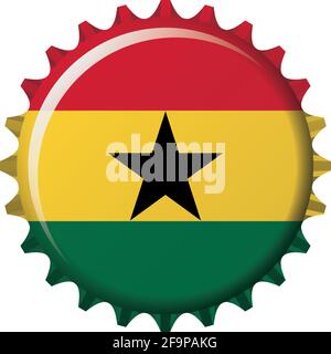 Drapeau national du Ghana sur un bouchon de bouteille. Illustration vectorielle Illustration de Vecteur