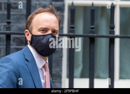 Londres, Royaume-Uni. 20 avril 2021. Matt Hancock, secrétaire à la Santé, quitte 10 Downing Street Londres UK crédit: Ian Davidson/Alay Live News Banque D'Images