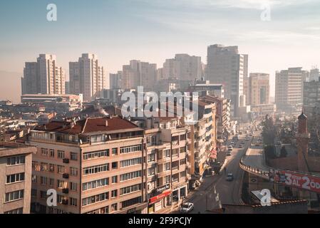 Vue panoramique aérienne de la ville de Bursa, Turquie Banque D'Images