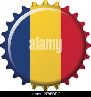 Drapeau national de la Roumanie sur un bouchon de bouteille. Illustration vectorielle Illustration de Vecteur