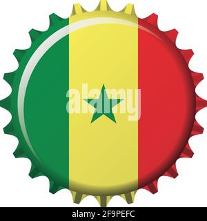 Drapeau national du Sénégal sur un bouchon de bouteille. Illustration vectorielle Illustration de Vecteur