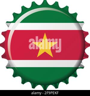 Drapeau national du Suriname sur un bouchon de bouteille. Illustration vectorielle Illustration de Vecteur