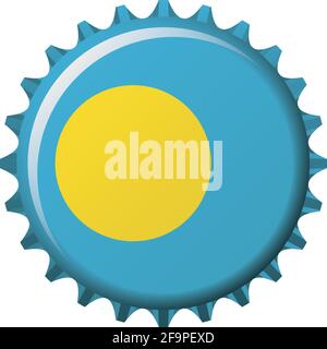 Drapeau national des Palaos sur un bouchon de bouteille. Illustration vectorielle Illustration de Vecteur