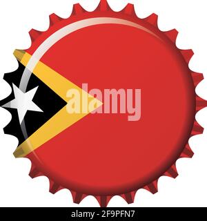 Drapeau national du Timor Leste sur un bouchon de bouteille. Illustration vectorielle Illustration de Vecteur