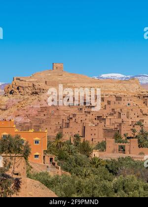 La forteresse (ksar) d'Aid Benhaddou dans les montagnes de l'Atlas près de Marrakech, au Maroc Banque D'Images