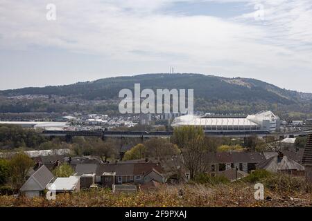 Swansea, Royaume-Uni. 20 avril 2021. Une vue générale du Liberty Stadium avant le match de football du championnat EFL de Swansea City et Queen's Park Rangers le 20 avril 2021. Crédit : Lewis Mitchell/Alay Live News Banque D'Images