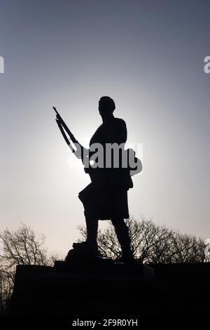 Statue aux officiers et aux hommes des Argyll et Sutherland Highlanders au château de Stirling. Banque D'Images