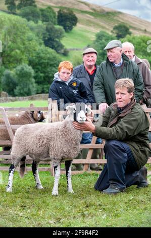 Les fermiers au Muker montrent à Swaledale montrant des moutons. Parc national de Yorkshire Dales, 2009. Banque D'Images