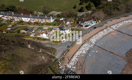 Vue aérienne de Oldescaliers Bay, Kingsdown, Kent Banque D'Images
