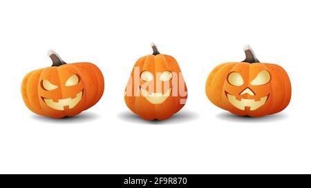 Définir l'icône Halloween. Citrouilles d'Halloween isolées sur fond blanc pour votre art Banque D'Images
