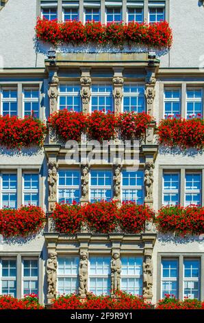 Détail d'une façade de la boutique Hirmer à munich allemande Banque D'Images