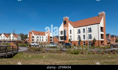 Winchester, Hampshire, Angleterre, Royaume-Uni. 2021. Nouveau logement au nord de Winchester avec certains en construction. Banque D'Images