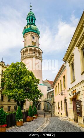 Vue sur la cheminée de Sopron, Hongrie Banque D'Images