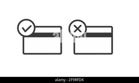 Icône de vecteur de carte de crédit isolée sur fond blanc. Icônes opération acceptée et refusée Illustration de Vecteur