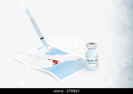 Vaccin contre le Maryland, injection avec le vaccin COVID-19 dans la carte du Maryland. Illustration du concept de vaccination. Illustration de Vecteur
